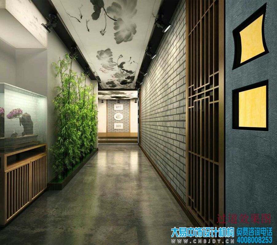 北京建國門瑜伽會館中式裝修硬裝效果圖