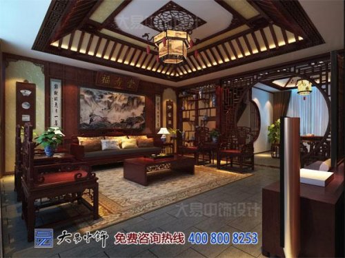 中式裝修客廳電視背景墻線條材質(zhì)有哪些？